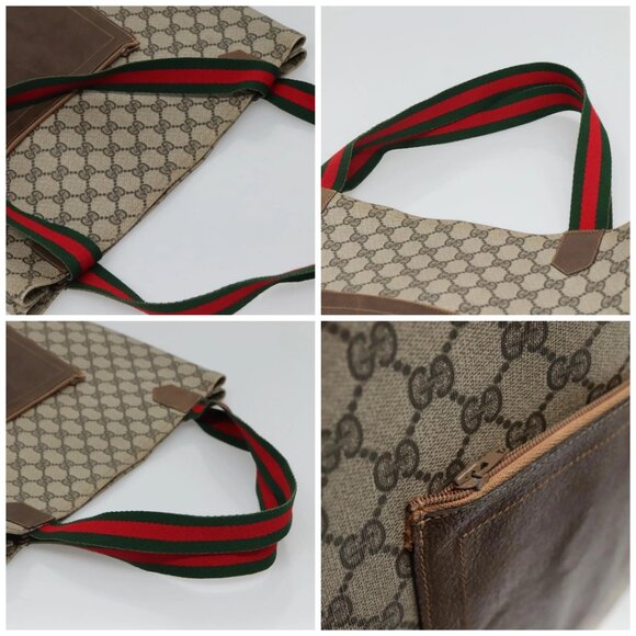 GUCCI GG Supreme Web Sherry Line Tote Bag PVC Beige Auth ep9399 - Picture 16 of 16